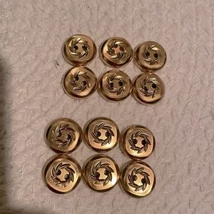 12 Vintage 1950’s Metal Buttons With Etched Detail